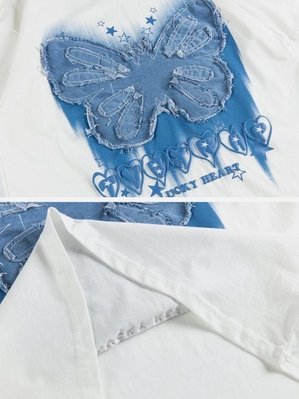 T Shirts Aelfric Eden Butterfly Patch Print Tee Blanche | ROQ-50804219